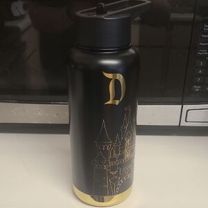 Disneyland Black and Gold Insulated Water Bottle **straw missing
